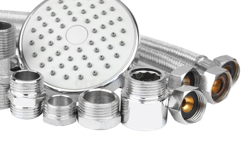 Plumbing Fitting, Hosepipe And Showerhead Stock Image Image of