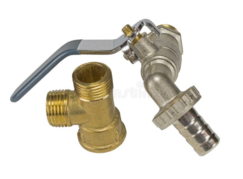 Plumbing Fitting and Tap, Isolated on White Stock Image Image of