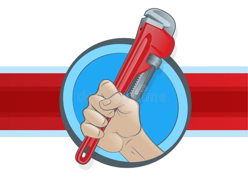 Plumber's Hand Grasping a Pipe Wrench. Plumber's Hand Grasping a Pipe Wrench