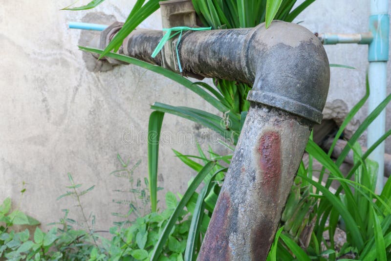 Plumbing Steel Dilapidated Old Rusty Industrial Tap Pipe Stock Photo
