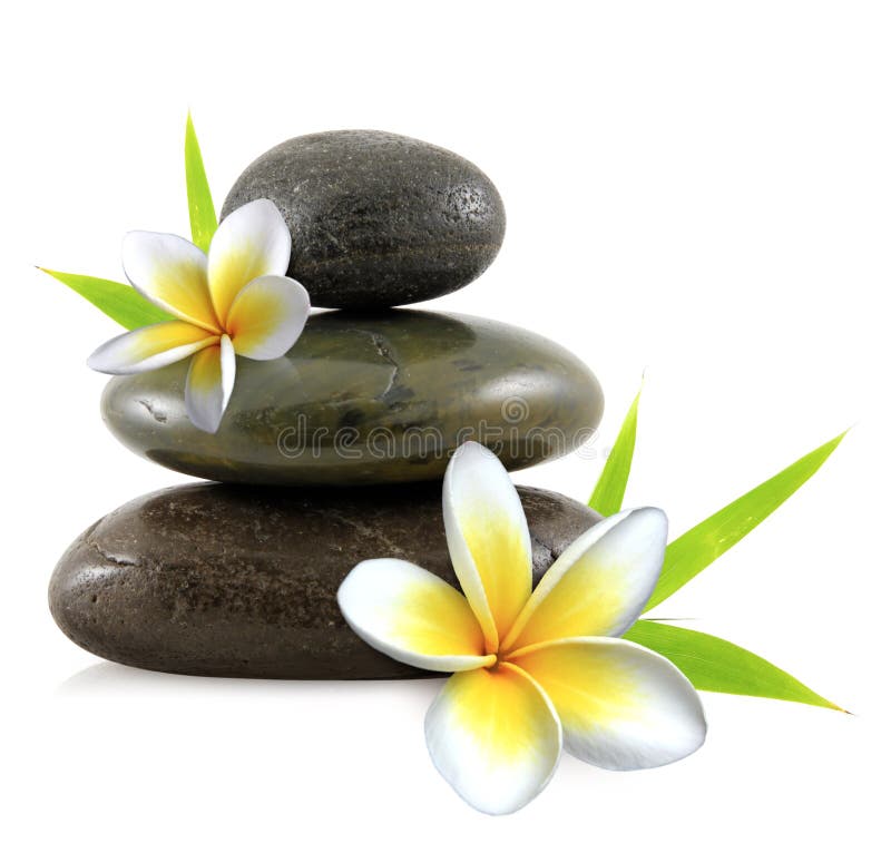 Plumeria flowers spa stones