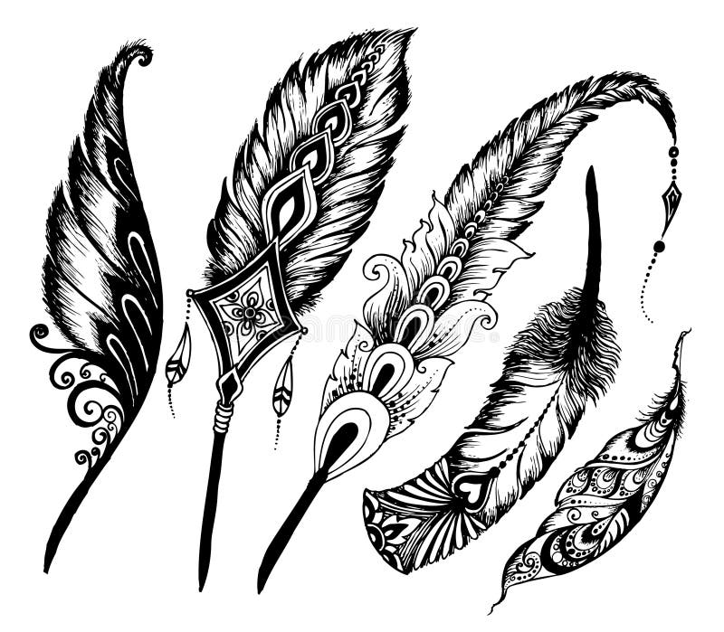 Hand drawn feathers set on white background. doodle Set of ethnic feathers.Hand drawn feathers set on white background. doodle Set of ethnic feathers. Hand drawn feathers set on white background. doodle Set of ethnic feathers.Hand drawn feathers set on white background. doodle Set of ethnic feathers.