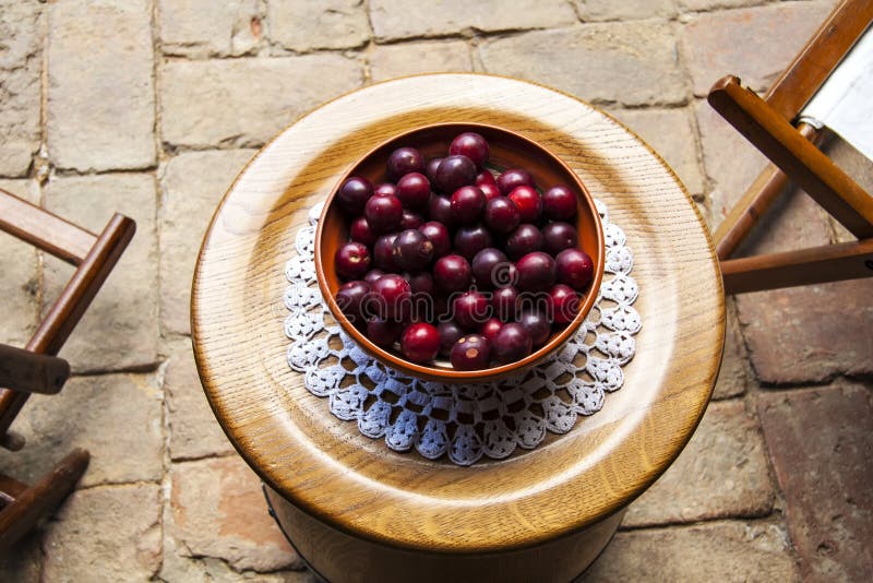 Plums at table stock photos Plums at table stock photos