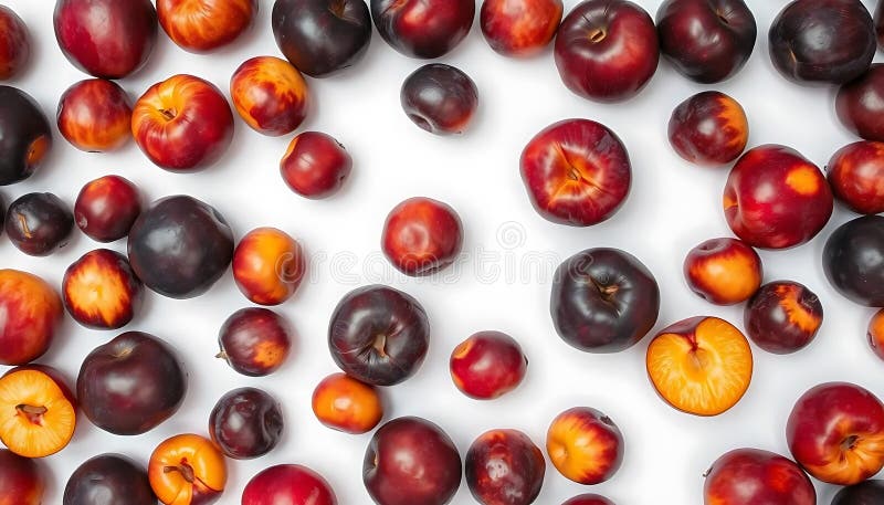 Plums: A Vibrant Scatter of Red and Purple Hues royalty free stock photo