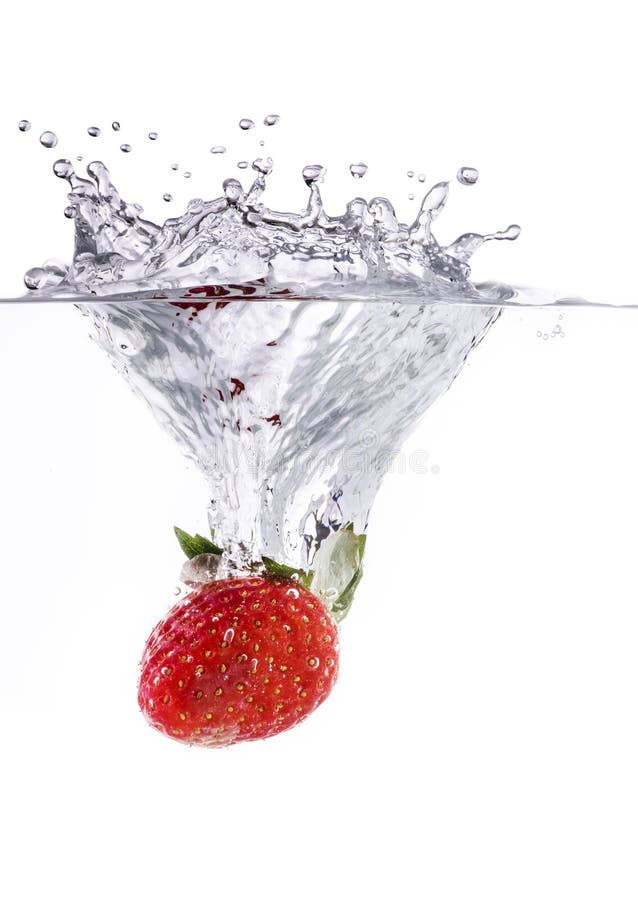 Plunge of a Strawberry in Fresh Water Stock Image - Image of water ...