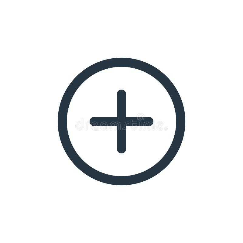 Plus button icon vector from user interface concept. Thin line illustration of plus button editable stroke. plus button linear stock illustration