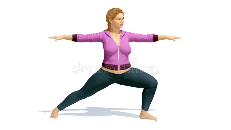 Plus size caucasian woman in warrior yoga pose royalty free illustration Plus size caucasian woman in warrior yoga pose royalty free illustration
