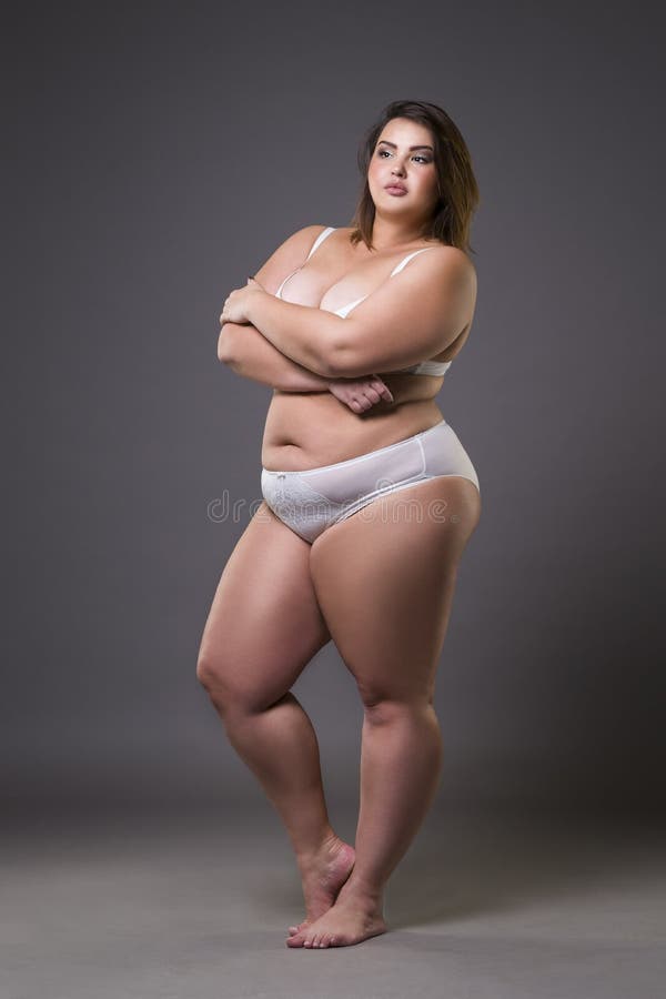 Plus Size Fashion Model In Underwear Young Fat Wo