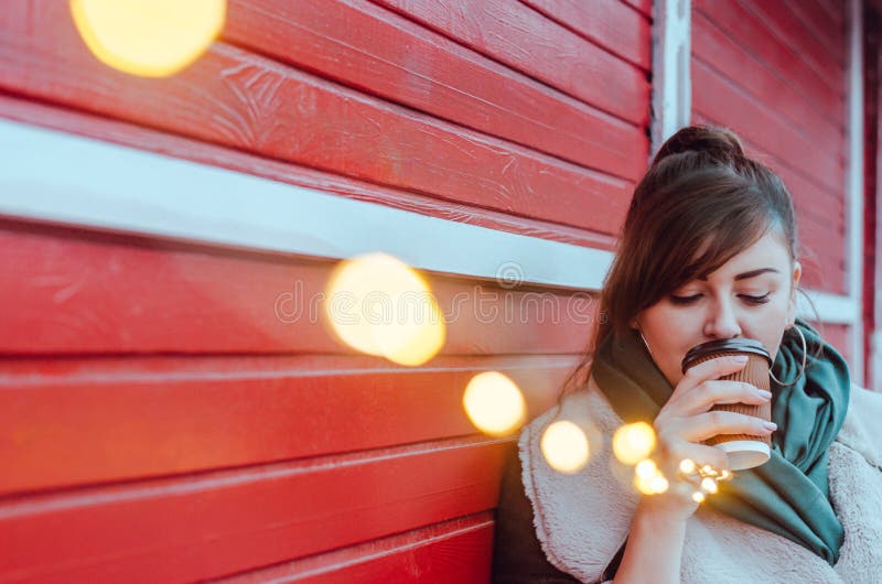 Plus size model drinks coffee stock photo Plus size model drinks coffee stock photo