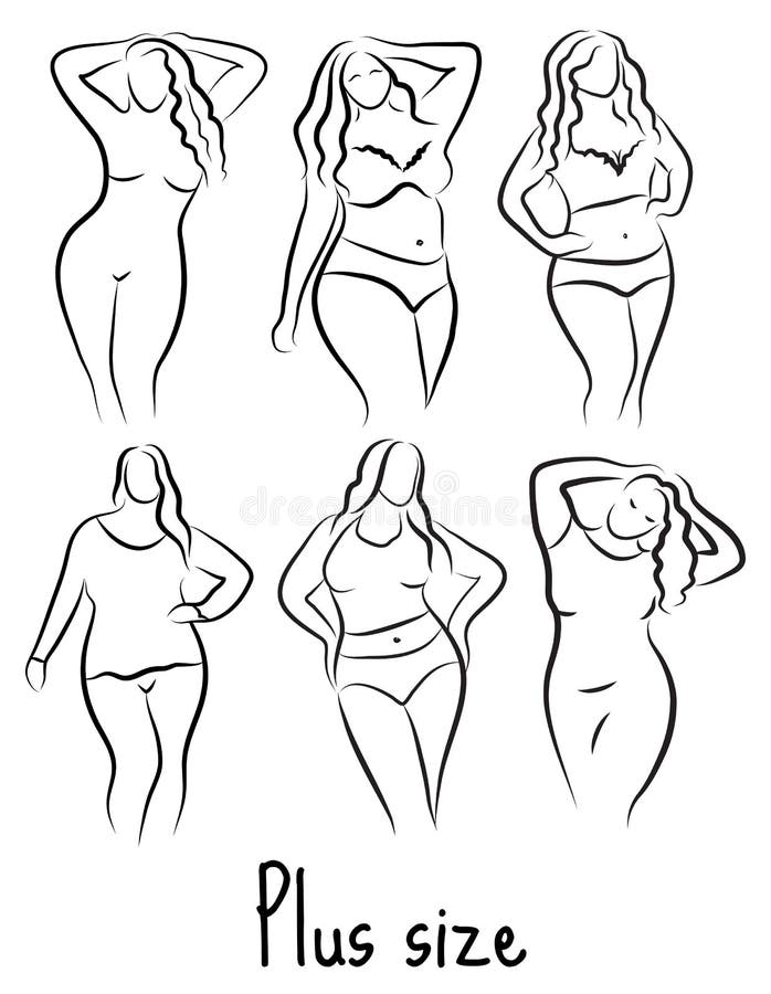 Plus Size Model Woman Sketch. Hand Drawing Style. Fashion Logo with  Overweight. Curvy Body Icon Design Stock Vector - Illustration of healthy,  beauty: 74141123
