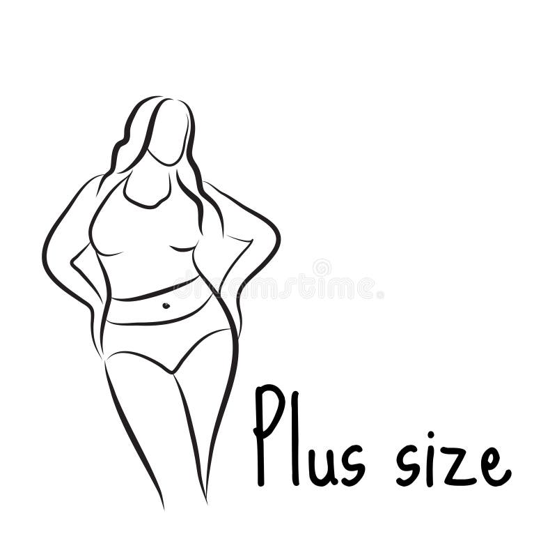 Plus Size Model Woman Sketch. Hand Drawing Style. Fashion Logo with  Overweight. Curvy Body Icon Design Stock Vector - Illustration of chubby,  isolated: 74141253