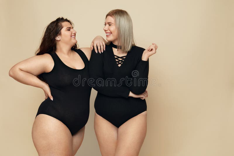 Size Model Fat Woman Black Bodysuit Full Length Portrait Female Stock Photo  by ©puhhha 374454892