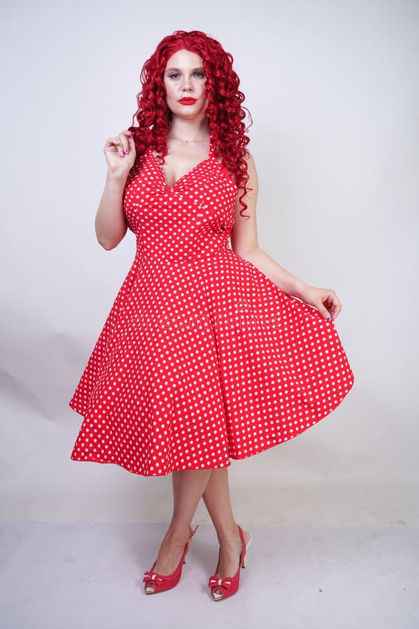 Curvy Body Wearing Retro Polka Dot ...