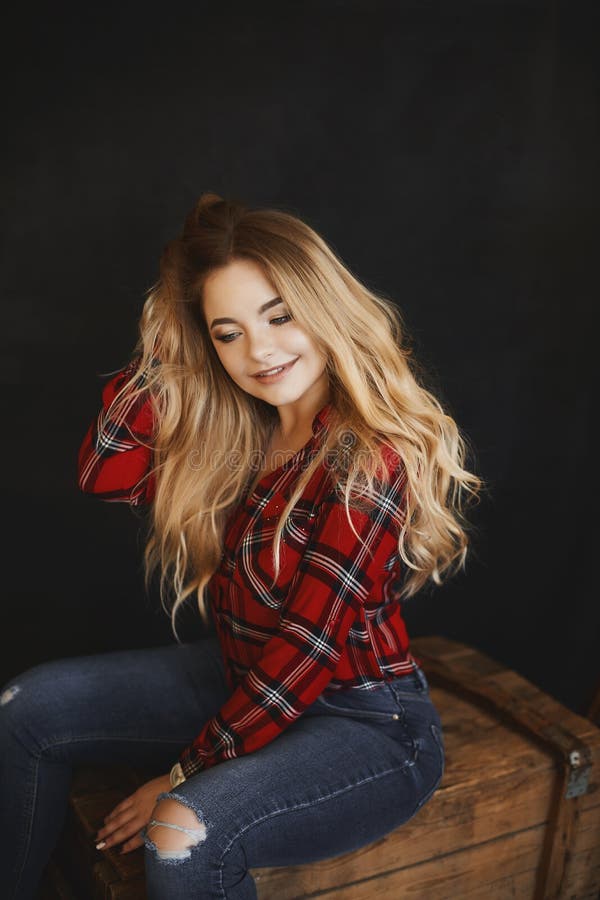 Beautiful Smile in Red Plaid Shirt ...