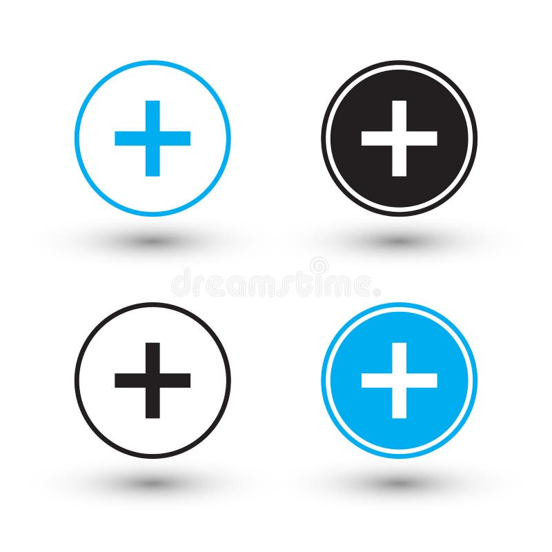 Plus teckensymboler Plus teckenknappar vektor illustrationer Plus teckensymboler Plus teckenknappar vektor illustrationer