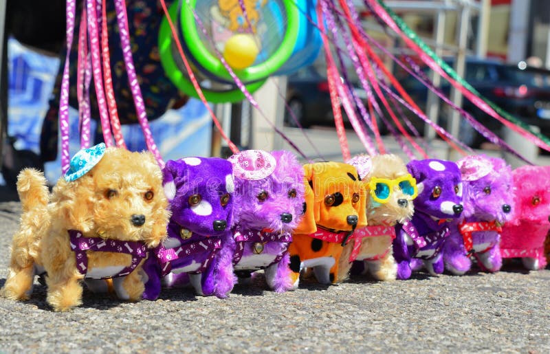Plush Colored Dogs in the Market Stock Image Image of celebration, stuffed 117385771