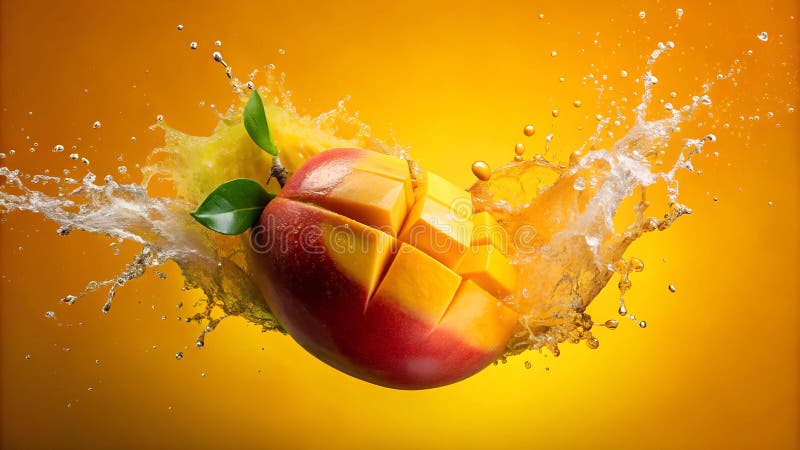 Plusk tropikalnej błogości : wybuch mango wywołany przez smak ai royalty ilustracja