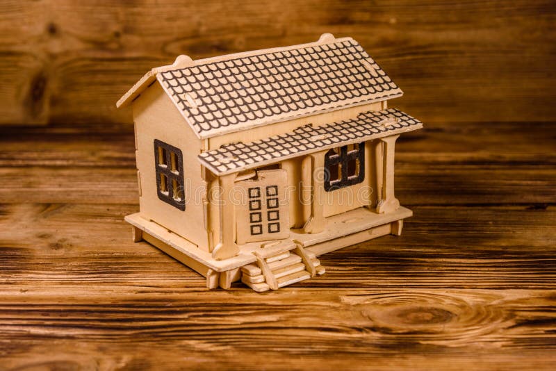 Plywood Model of the House on Wooden Table Stock Image Image of dream