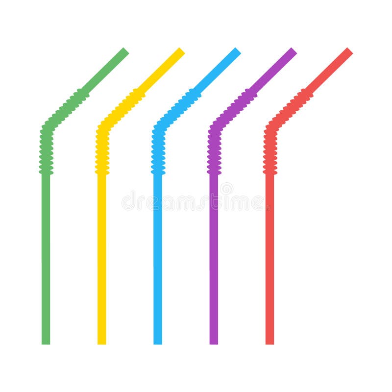 Plástico coloreado, paja acanalada, curvada para los líquidos de consumición Elementos del diseño del vector aislados en fondo li libre illustration Plástico coloreado, paja acanalada, curvada para los líquidos de consumición Elementos del diseño del vector aislados en fondo li libre illustration