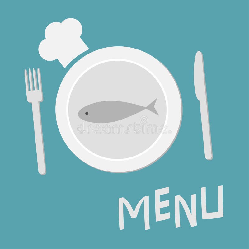 Plätera med fisken, dela sig, kniven och kockhatten Plan designstil Restaurangmatmaträtt Plan materiell designstil background car vektor illustrationer Plätera med fisken, dela sig, kniven och kockhatten Plan designstil Restaurangmatmaträtt Plan materiell designstil background car vektor illustrationer