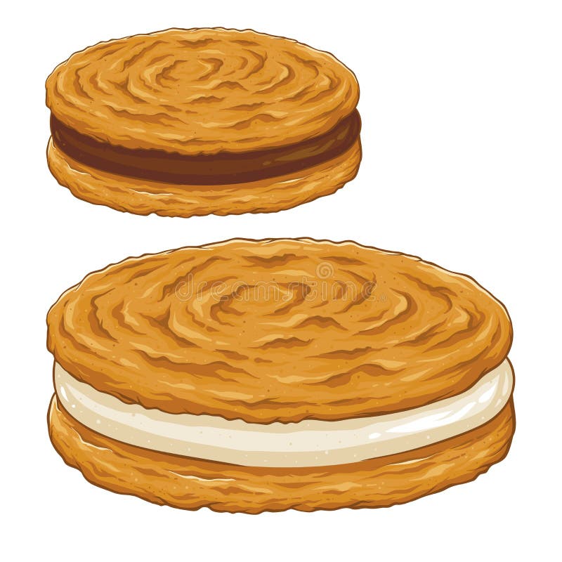 Plätzchen mit Schokoladen-und Vanille-Creme-Sandwich vektor abbildung