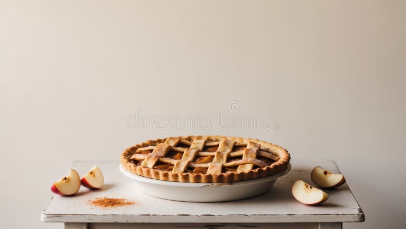 Plăcintă cu mere caramelizată, de casă, cu coaja din lut auriu. stock images