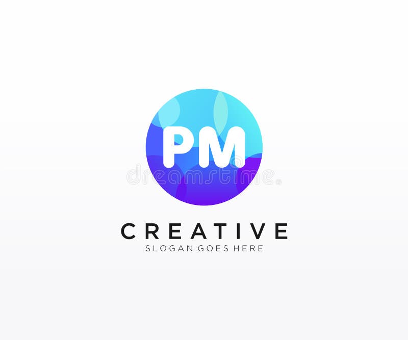 PM initial logo With Colorful Circle template vector vector illustration