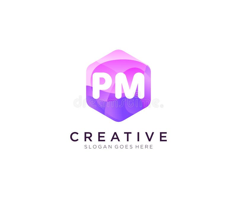 PM initial logo With Colorful Hexagon Modern Business Alphabet Logo template vector royalty free illustration