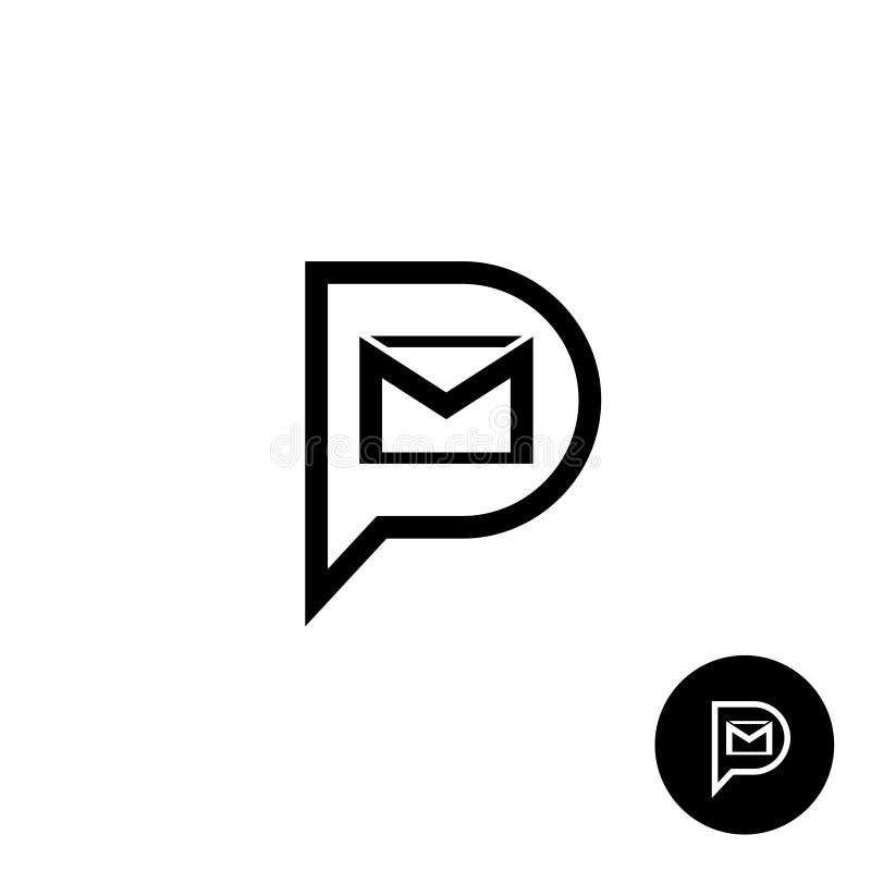PM letters logo. Private message abbreviation with speech bubble royalty free illustration