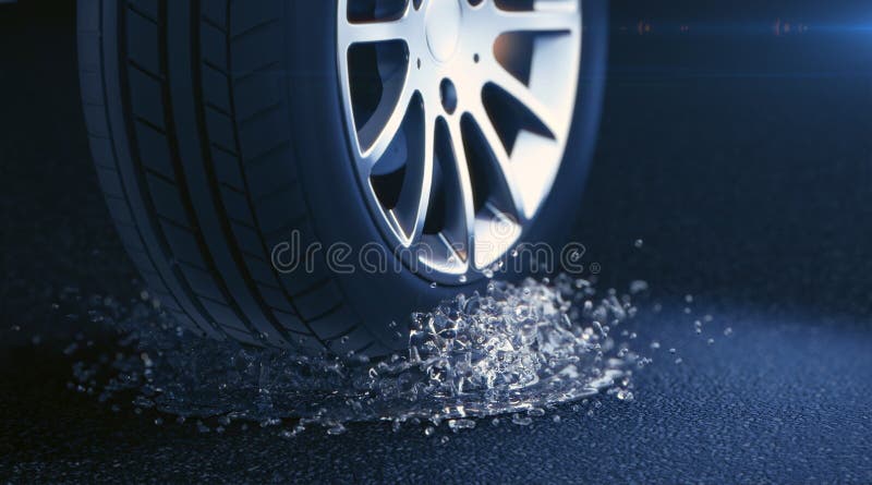 Pneu de voiture avec la profondeur de la tache floue de champ sur le fond noir Foyer sélectif photographie stock libre de droits Pneu de voiture avec la profondeur de la tache floue de champ sur le fond noir Foyer sélectif photographie stock libre de droits