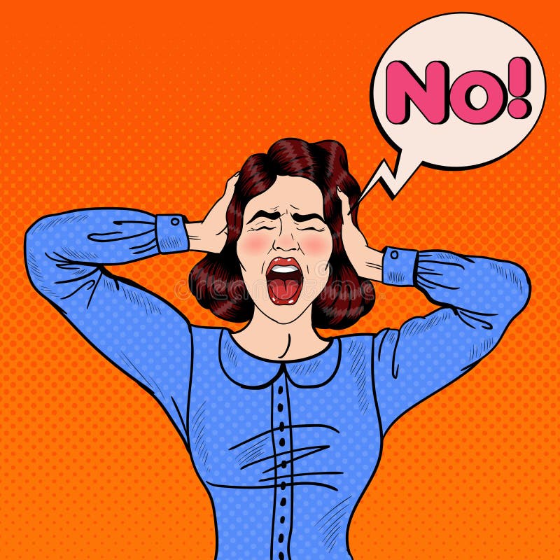PNF Art Angry Frustrated Woman Screaming e guardar principal com a bolha cômica do discurso nenhuma ilustração royalty free PNF Art Angry Frustrated Woman Screaming e guardar principal com a bolha cômica do discurso nenhuma ilustração royalty free