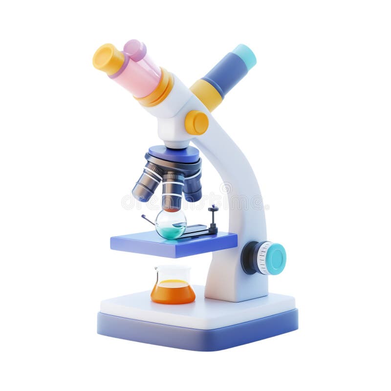 PNG 3D Rendering Minimalist CartoonStyle Science Equipment on Transparent Background for Laboratory and Educational Use stock illustration