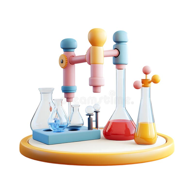 PNG 3D Rendering Minimalist CartoonStyle Science Equipment on Transparent Background for Laboratory and Educational Use vector illustration