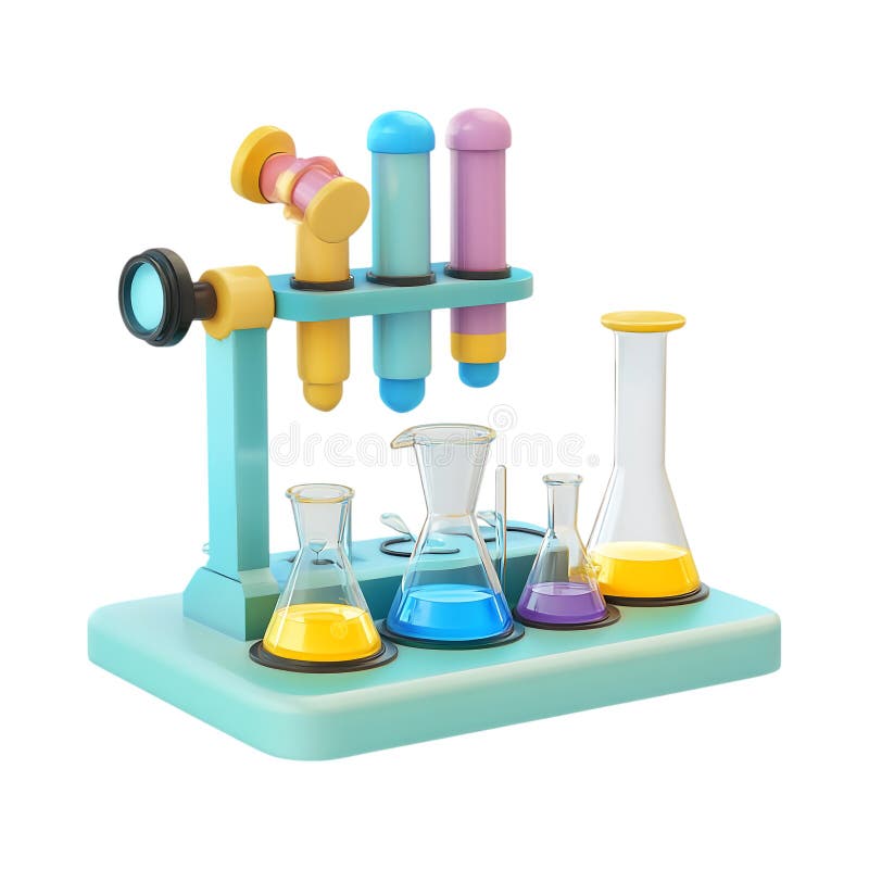 PNG 3D Rendering Minimalist CartoonStyle Science Equipment on Transparent Background for Laboratory and Educational Use royalty free illustration