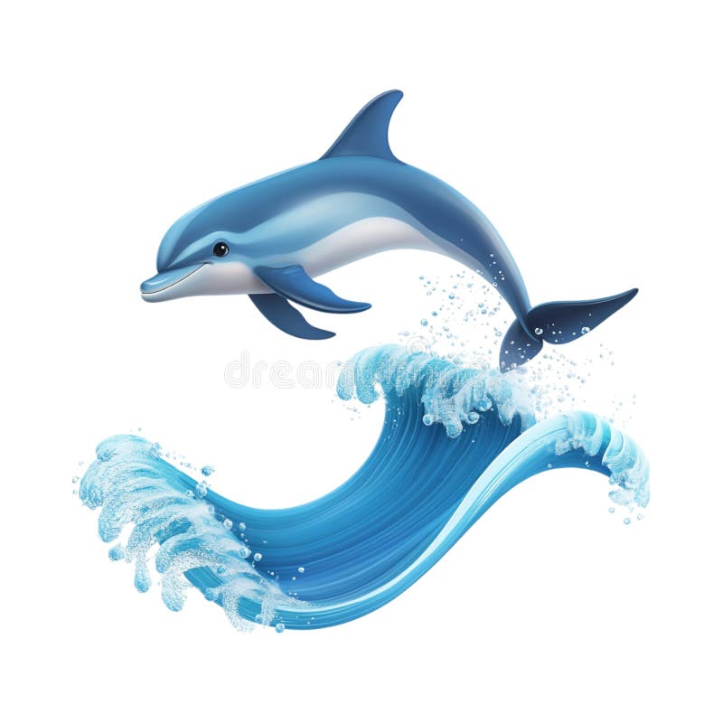 PNG 3D-återgivning av minimalistiskt kartoonformat energetiskt delfinformat mot genomskinlig bakgrund för oceantrott design marin vektor illustrationer