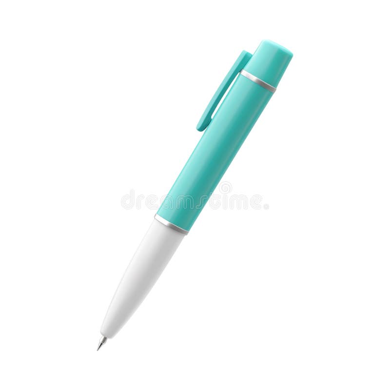 PNG 3D渲染极简动画样式透明背景上的笔剪贴画,用于办公室和文具设计 皇族释放例证