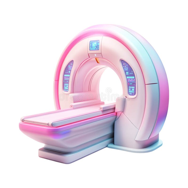 PNG 3D绘制医疗和保健设计透明背景上的极简动画样式MRI剪贴画 向量例证