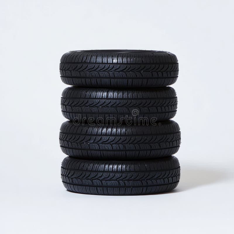 PNG file with an isolated cutout of a stack of tires on transparent background, and a stack of tires isolated on white. Isolated white transparent background ai stock images, royalty-free photos and pictures