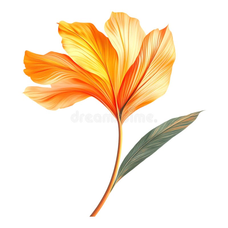 PNG Orange Hibiscus Flower izolowany na przezroczystym tle ogrodnictwa lub sztuki botanicznej ilustracji