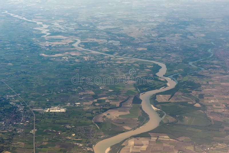 Po river aerial view stock image. Image of natural, skyline - 45627829