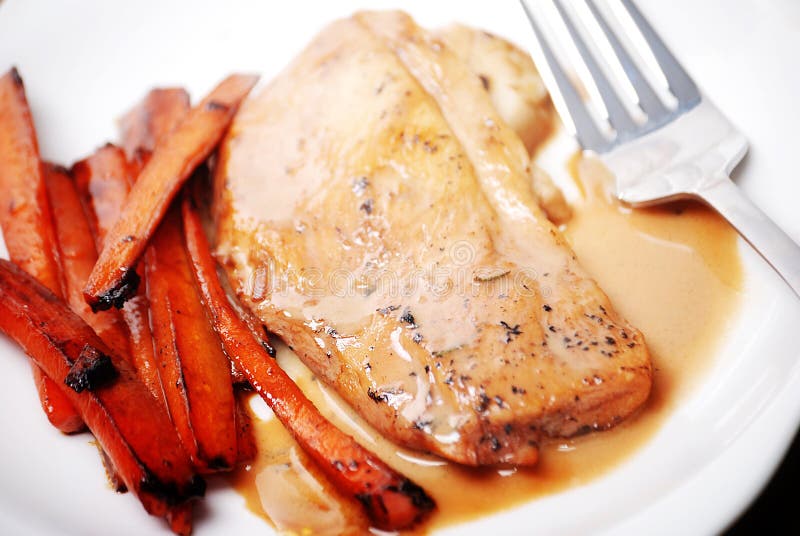Poached chicken with carrots