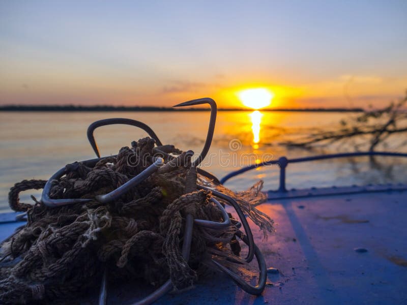 Poaching Equipment in a Boat Stock Photo Image of tackle, sturgeon