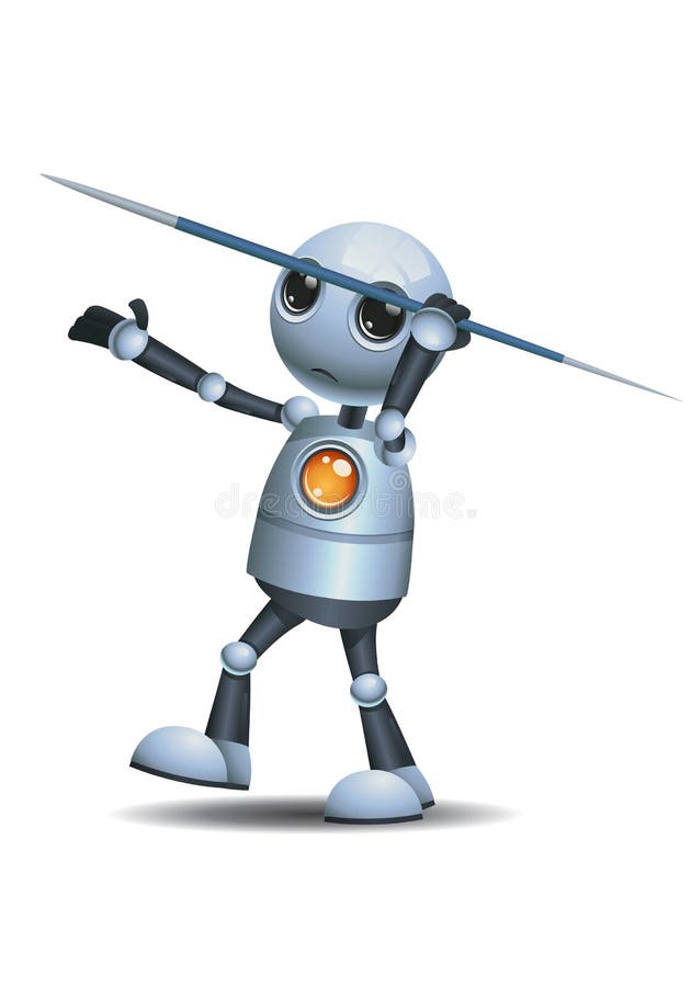 Poca lancia del giavellotto della tenuta del robot royalty illustrazione gratis Poca lancia del giavellotto della tenuta del robot royalty illustrazione gratis