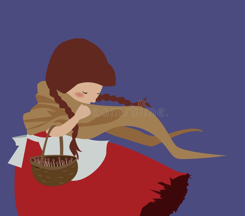 Poca muchacha del palillo del emparejamiento ilustración del vector Poca muchacha del palillo del emparejamiento ilustración del vector