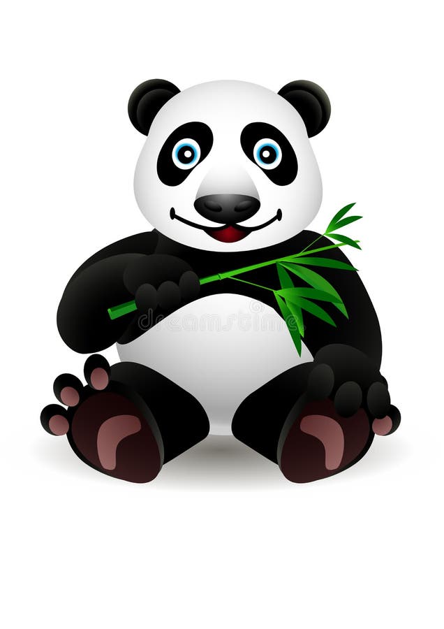 Poca panda y bambú de la historieta stock de ilustración Poca panda y bambú de la historieta stock de ilustración