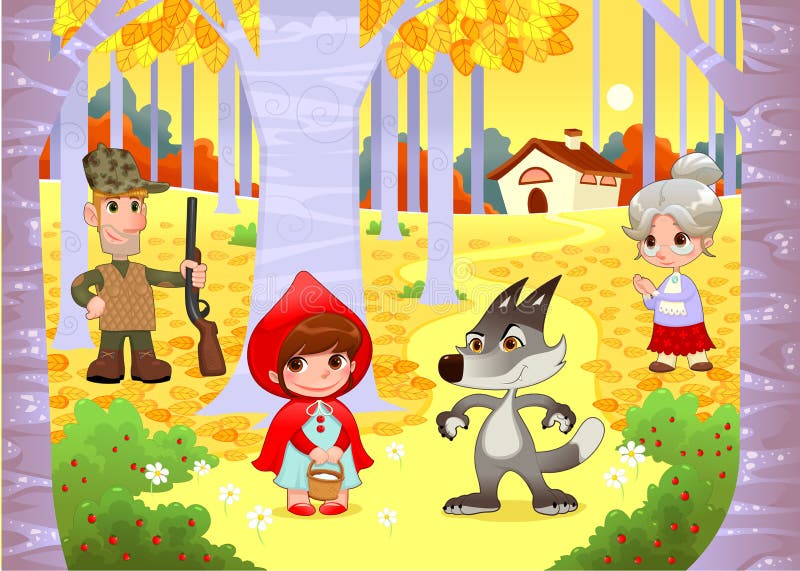Poca scena nascondentesi rossa del cappuccio royalty illustrazione gratis Poca scena nascondentesi rossa del cappuccio royalty illustrazione gratis