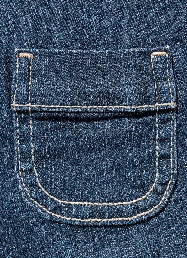 Pocket on Blue Denim with White Stitches Stock Photo - Image of ...