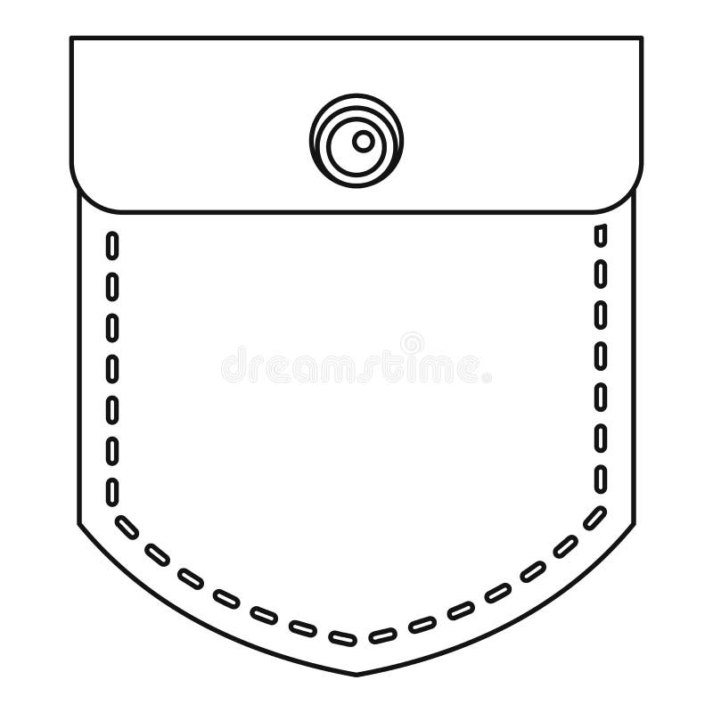 Pocket with a Button Icon, Outline Style Stock Vector - Illustration of ...