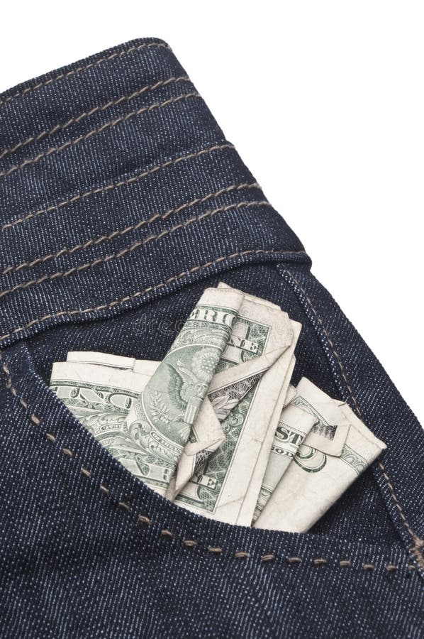 Pocket Cash stock photo. Image of isolated, casual, crumpled 14758416