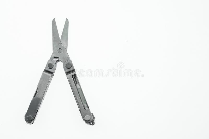 Pocket Knife or Steel Multifunction Tools Isolated on White Background